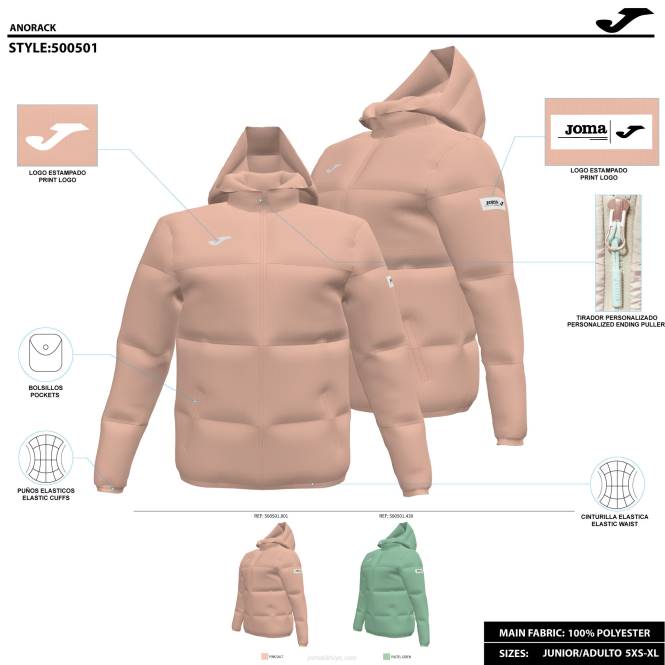 anorak aslanı Joma açık pembe kadınlar 0RJD2536