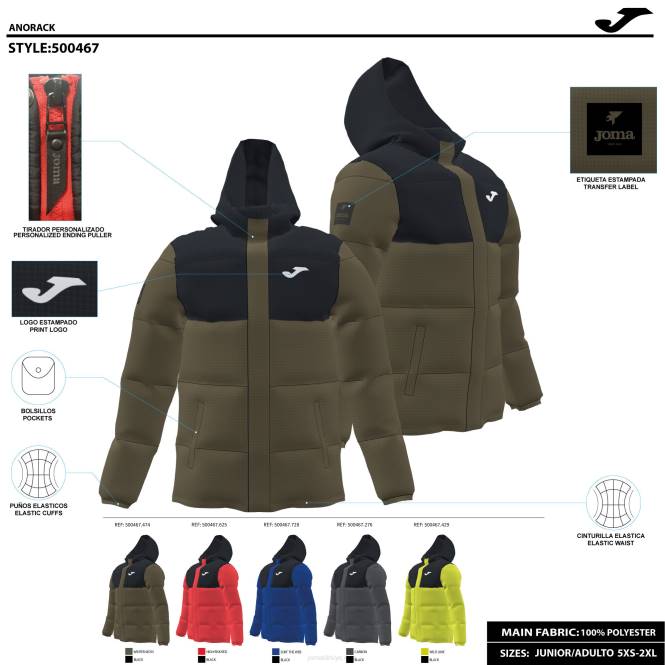 anorak parkı Joma kırmızı siyah erkekler 0RJD668