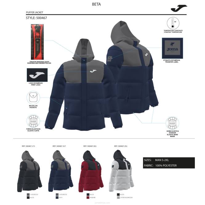 anorak parkı Joma siyah koyu gri erkekler 0RJD878