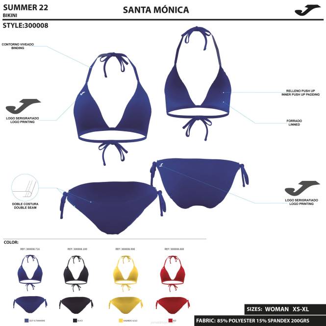 bikini santa monica Joma kırmızı kadınlar 0RJD4032