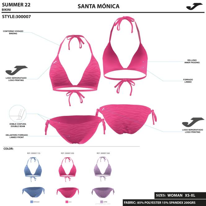 bikini santa monica Joma mavi kadınlar 0RJD2525
