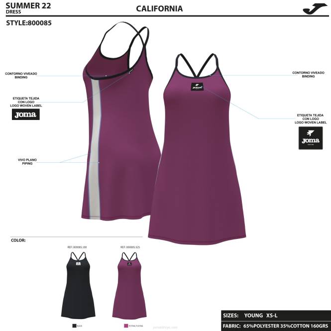 elbise kaliforniya Joma fuşya kadınlar 0RJD1958