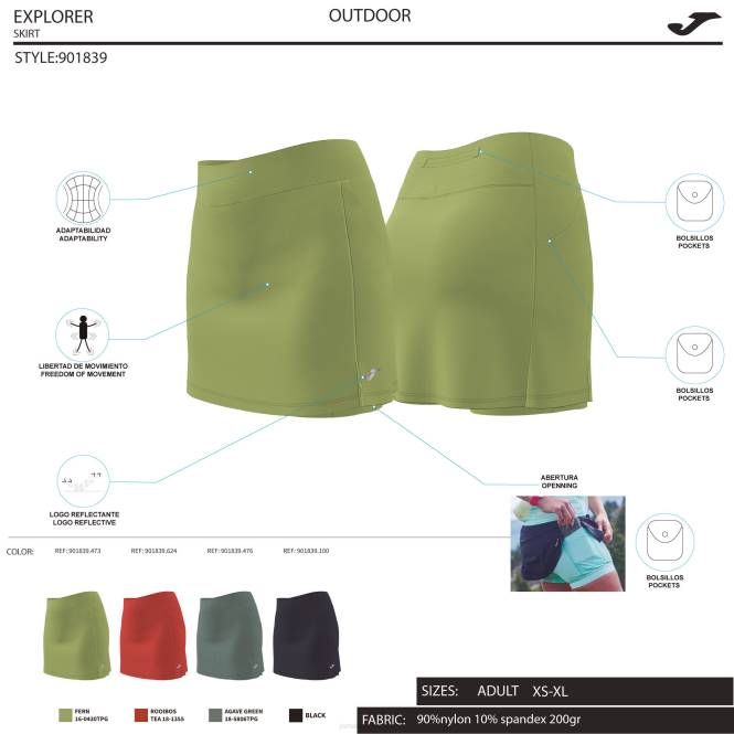 etek gezgini Joma siyah kadınlar 0RJD2177