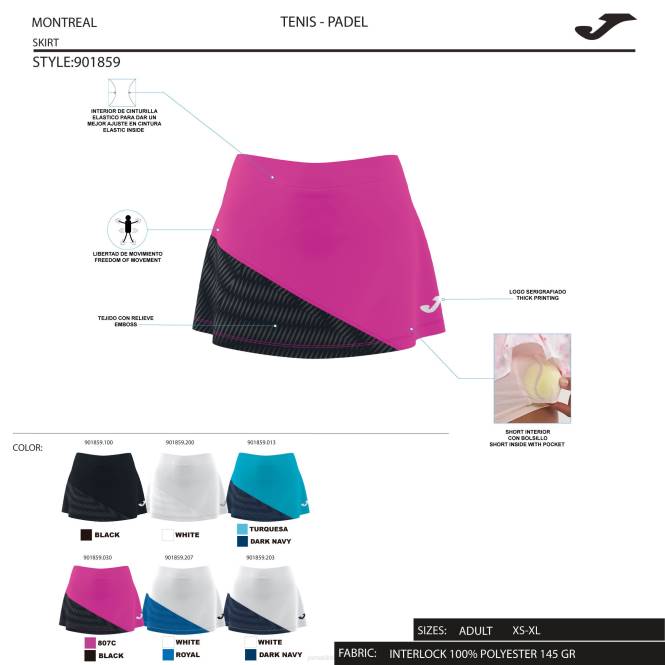 etek montreal Joma floresan pembe siyah kadınlar 0RJD1614