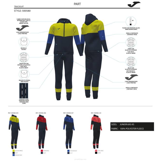 eşofman erkek parçası Joma siyah floresan mercan0RJD2708