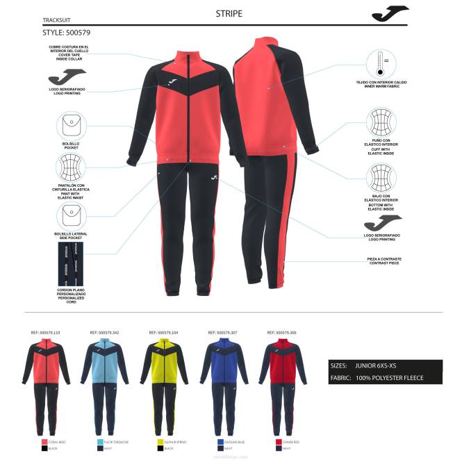 eşofman erkek şerit Joma lacivert floresan turkuaz0RJD4078