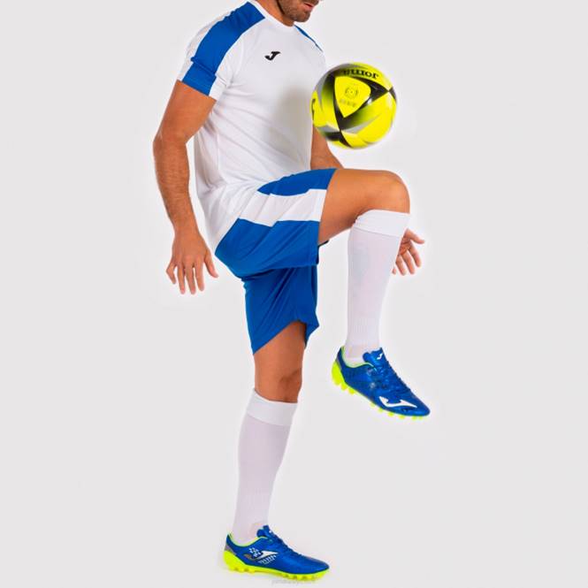 gömlek kısa kollu akademi iii Joma beyaz kraliyet mavisi erkekler 0RJD4195