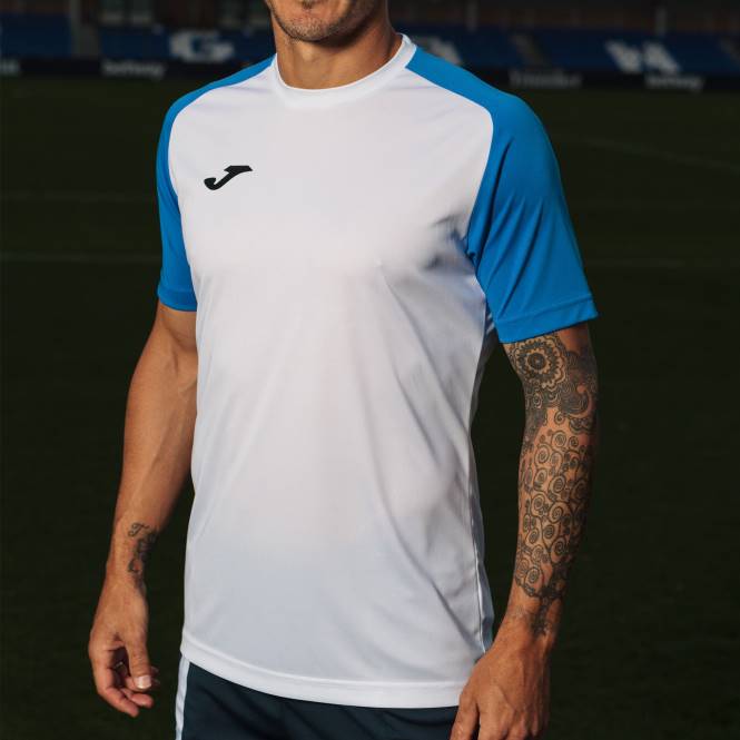 gömlek kısa kollu akademi iv Joma beyaz kraliyet mavisi erkekler 0RJD3095