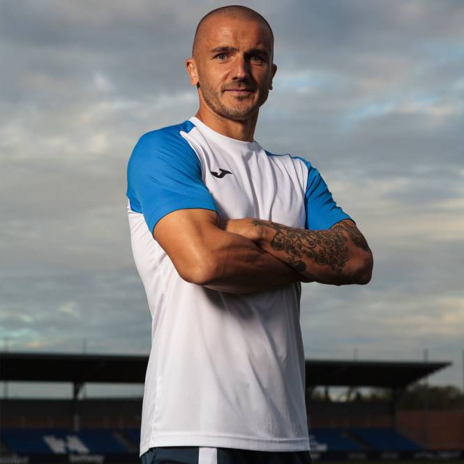 gömlek kısa kollu akademi iv Joma beyaz kraliyet mavisi erkekler 0RJD3095