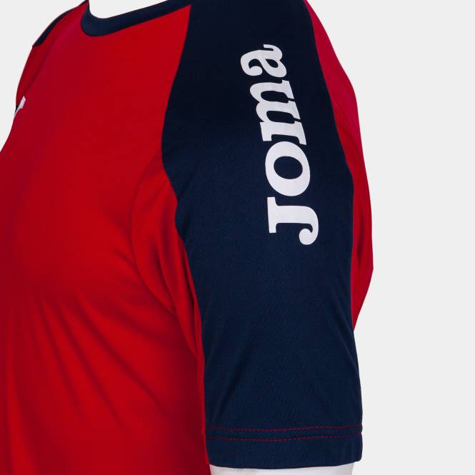 gömlek kısa kollu eko şampiyonası Joma kırmızı lacivert erkekler 0RJD1508