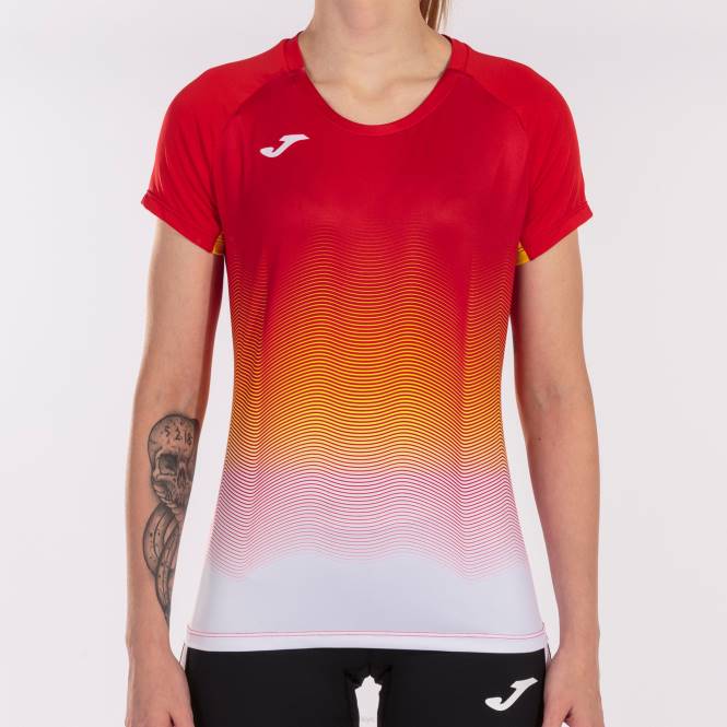 gömlek kısa kollu elit vii Joma kırmızı beyaz sarı kadınlar 0RJD2355