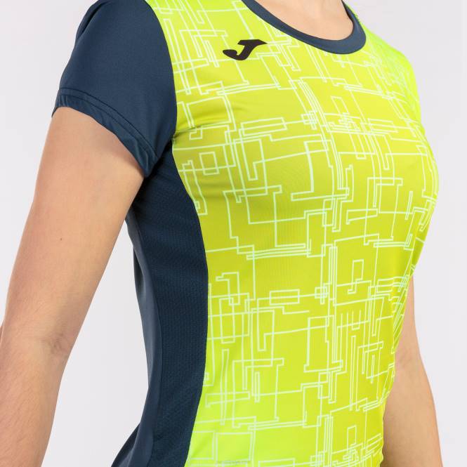 gömlek kısa kollu elit viii Joma lacivert floresan sarı kadınlar 0RJD2581