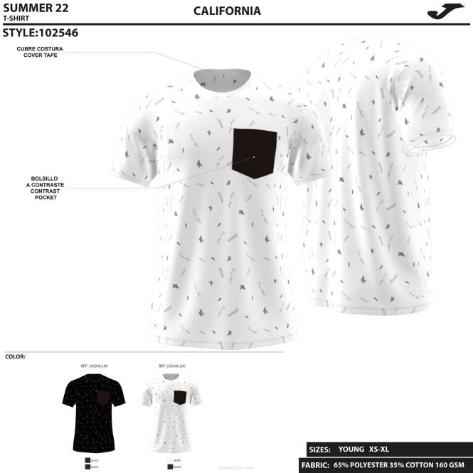 gömlek kısa kollu kaliforniya Joma beyaz erkekler 0RJD2995