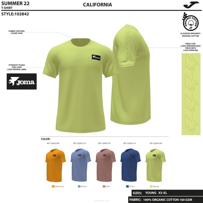 gömlek kısa kollu kaliforniya Joma mavi erkekler 0RJD4704