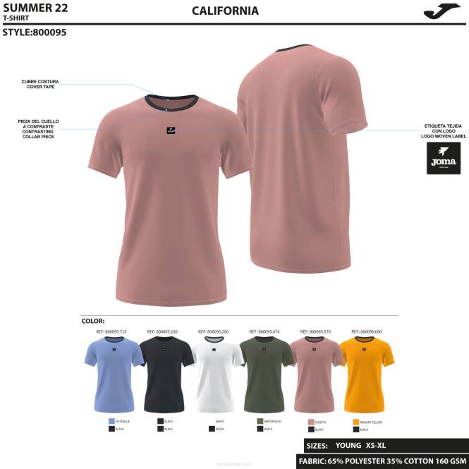 gömlek kısa kollu kaliforniya Joma siyah erkekler 0RJD50