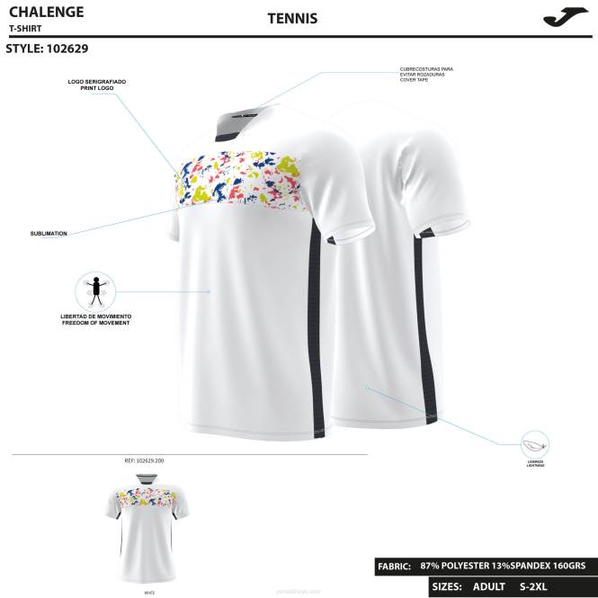 gömlek kısa kollu meydan okuma Joma beyaz çok renkli erkekler 0RJD956