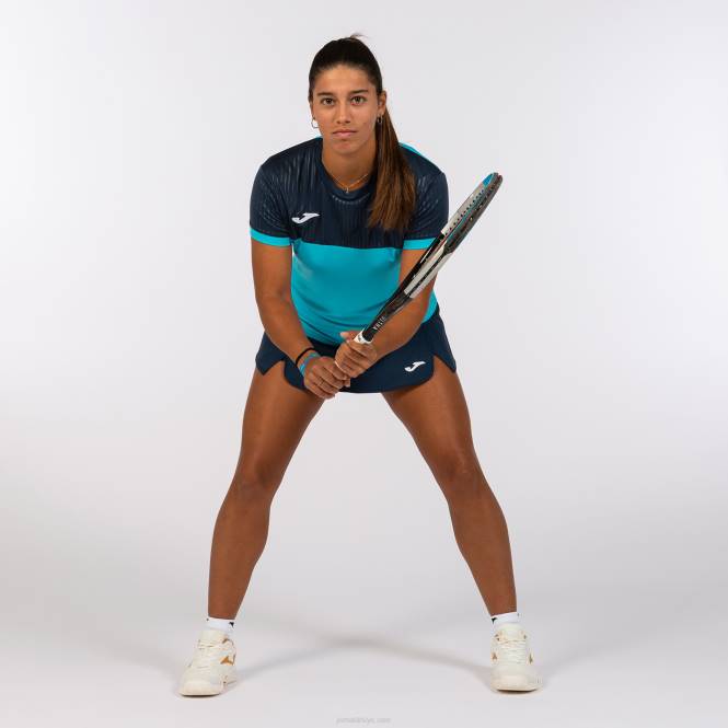 gömlek kısa kollu montreal Joma floresan turkuaz lacivert kadınlar 0RJD2082