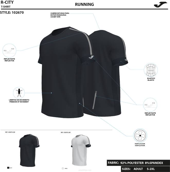 gömlek kısa kollu r-gece Joma siyah erkekler 0RJD4673