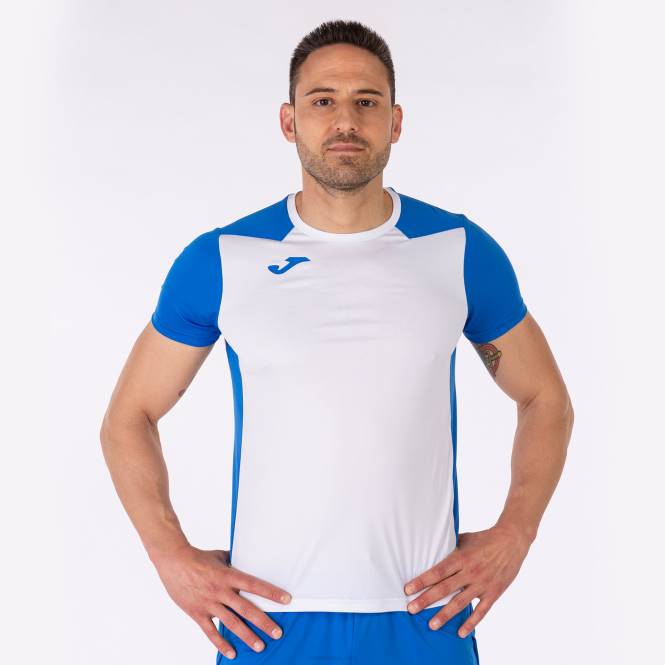 gömlek kısa kollu rekor ii Joma beyaz kraliyet mavisi erkekler 0RJD3112