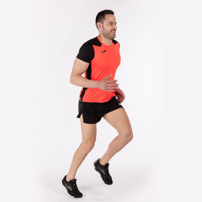 gömlek kısa kollu rekor ii Joma floresan mercan siyahı erkekler 0RJD4178