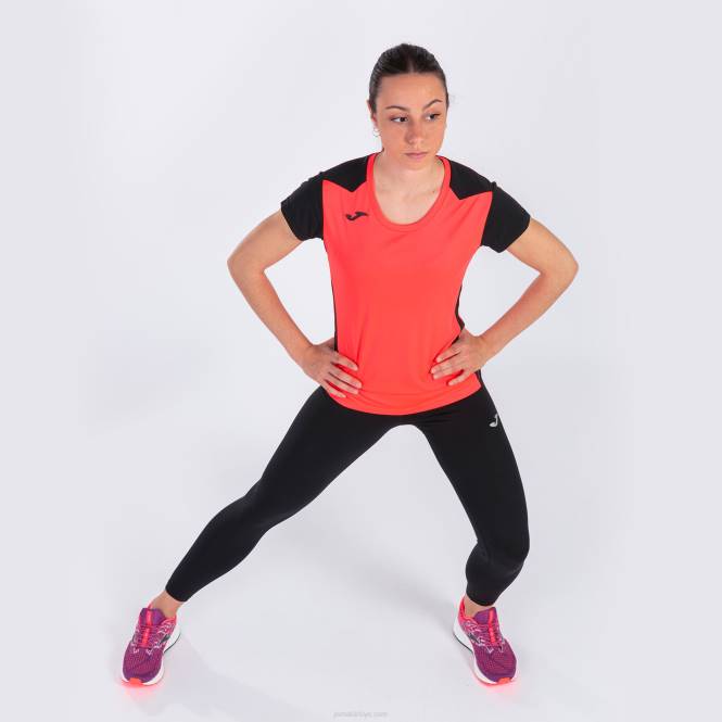 gömlek kısa kollu rekor ii Joma floresan mercan siyahı kadınlar 0RJD2012