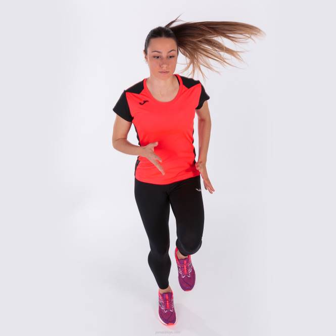 gömlek kısa kollu rekor ii Joma floresan mercan siyahı kadınlar 0RJD2012