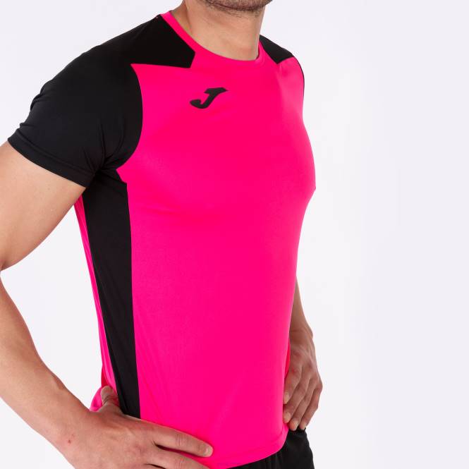 gömlek kısa kollu rekor ii Joma floresan pembe siyah erkekler 0RJD4500