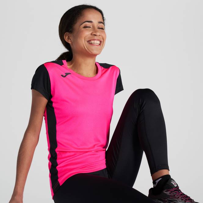 gömlek kısa kollu rekor ii Joma floresan pembe siyah kadınlar 0RJD2332