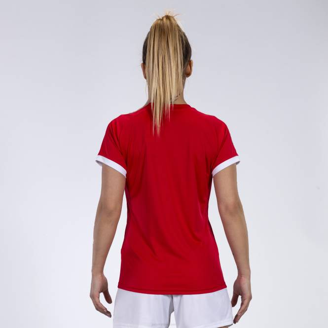 gömlek kısa kollu süpernova Joma kırmızı beyaz kadınlar 0RJD3792