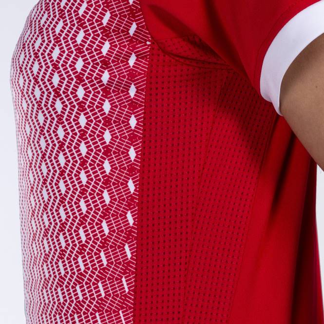 gömlek kısa kollu süpernova Joma kırmızı beyaz kadınlar 0RJD3792