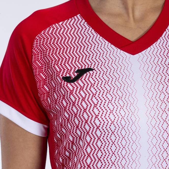 gömlek kısa kollu süpernova Joma kırmızı beyaz kadınlar 0RJD3792