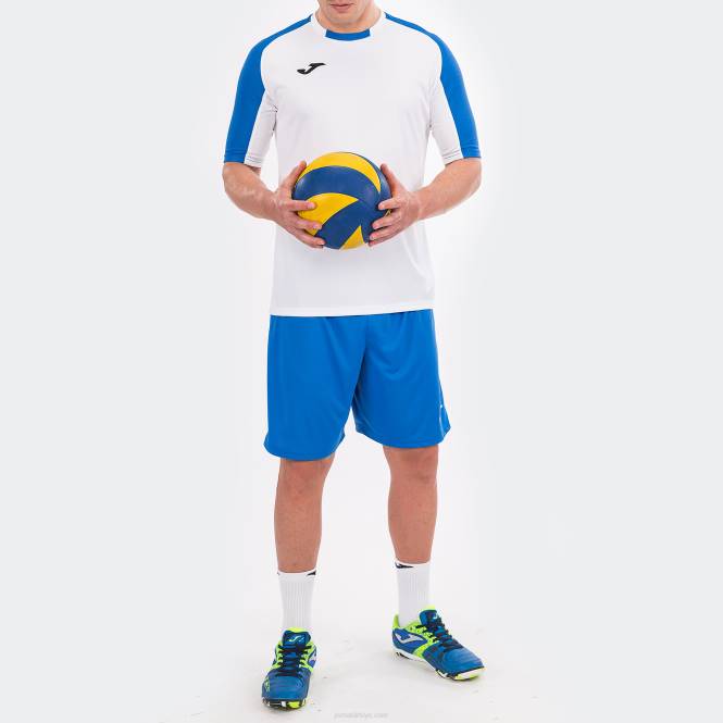 gömlek kısa kollu temel Joma beyaz kraliyet mavisi erkekler 0RJD3276