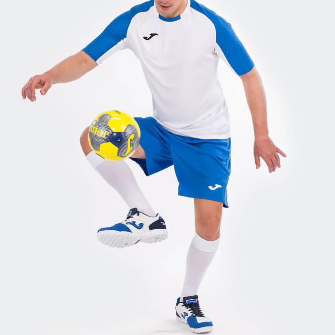 gömlek kısa kollu temel Joma beyaz kraliyet mavisi erkekler 0RJD3276