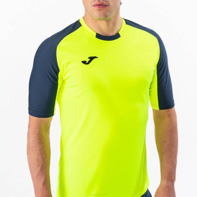 gömlek kısa kollu temel Joma floresan sarı lacivert erkekler 0RJD4325