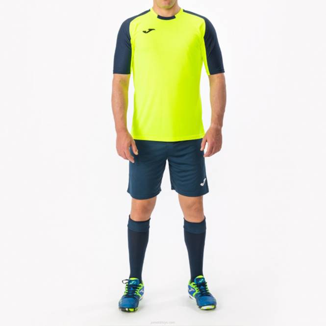 gömlek kısa kollu temel Joma floresan sarı lacivert erkekler 0RJD4325