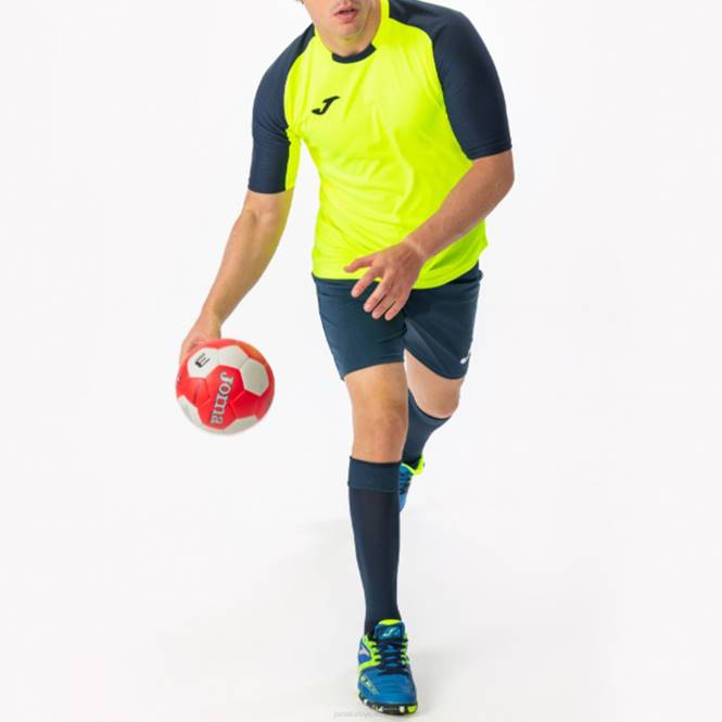 gömlek kısa kollu temel Joma floresan sarı lacivert erkekler 0RJD4325
