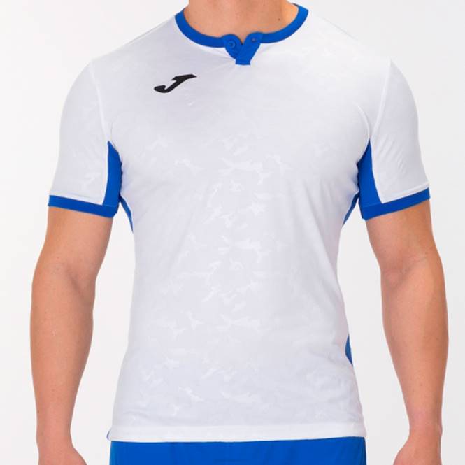 gömlek kısa kollu toletum ii Joma beyaz kraliyet mavisi erkekler 0RJD4625