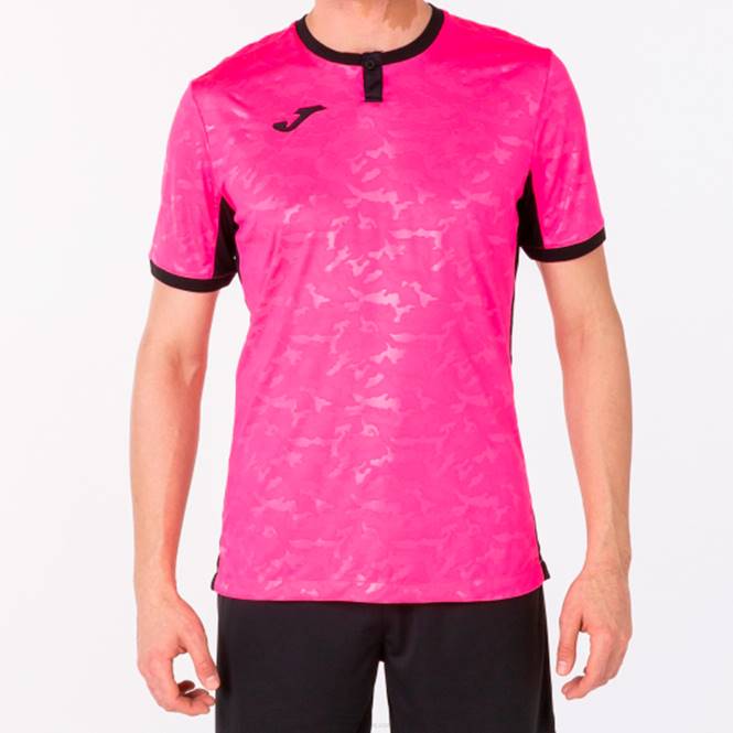 gömlek kısa kollu toletum ii Joma floresan pembe siyah erkekler 0RJD4624