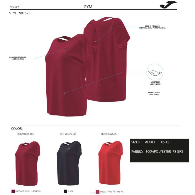 gömlek kısa kollu çekirdek Joma kırmızı kadınlar 0RJD1572