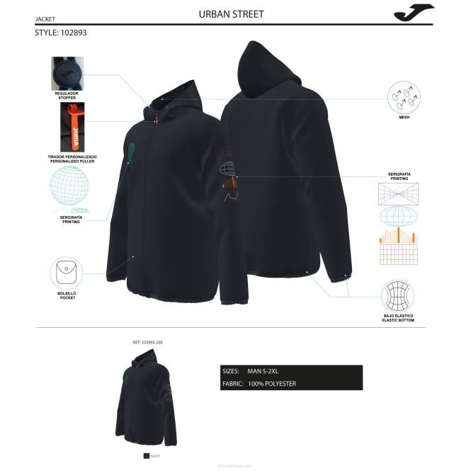 hafif ceket kentsel sokak Joma siyah erkekler 0RJD608