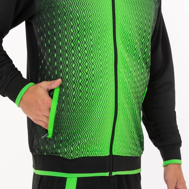 kapüşonlu ceket süpernova Joma siyah floresan yeşil erkekler 0RJD3392