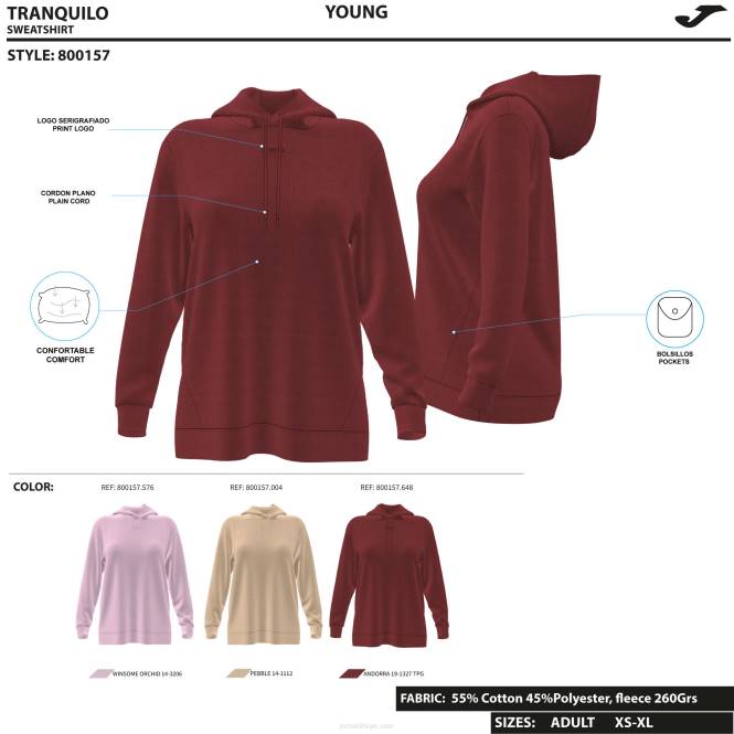 kapüşonlu kazak daphne Joma bordo kadınlar 0RJD1970