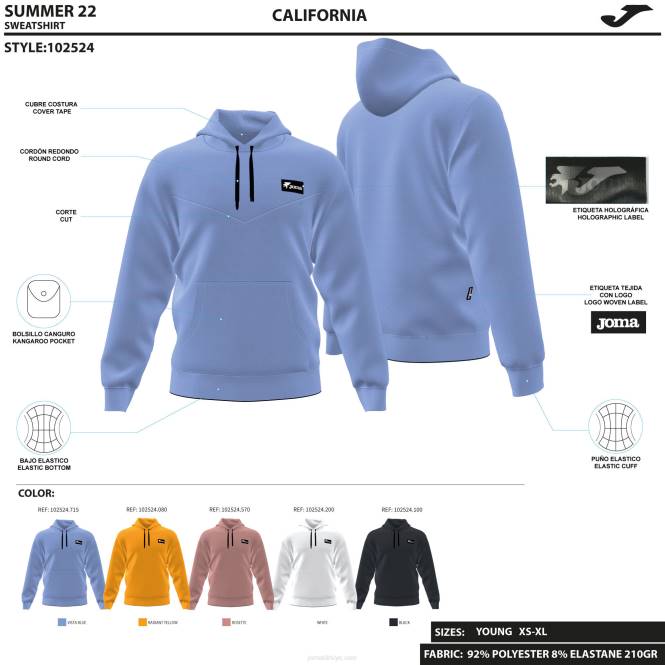 kapüşonlu kazak kaliforniya Joma siyah erkekler 0RJD4696