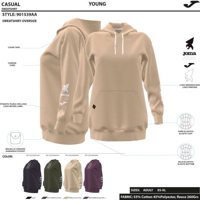 kapüşonlu kazak kentsel sokak Joma bordo kadınlar 0RJD2401