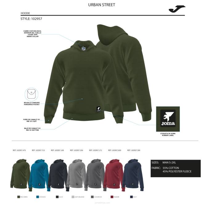 kapüşonlu kazak kentsel sokak Joma koyu gri erkekler 0RJD875