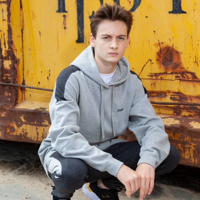 kapüşonlu kazak kentsel sokak Joma melanj grisi erkekler 0RJD3316