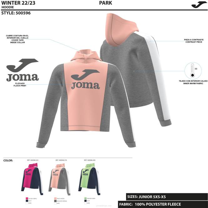 kapüşonlu kazak kız parkı Joma pembe melanj gri0RJD4119