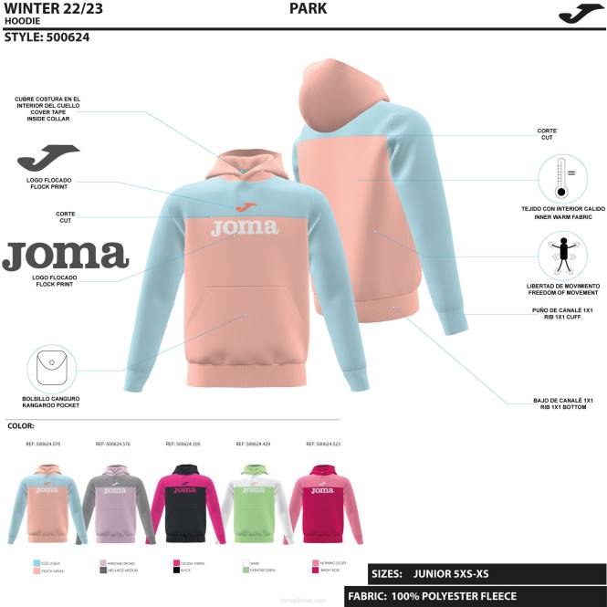 kapüşonlu kazak parkı Joma siyah fuşya kadınlar 0RJD2065