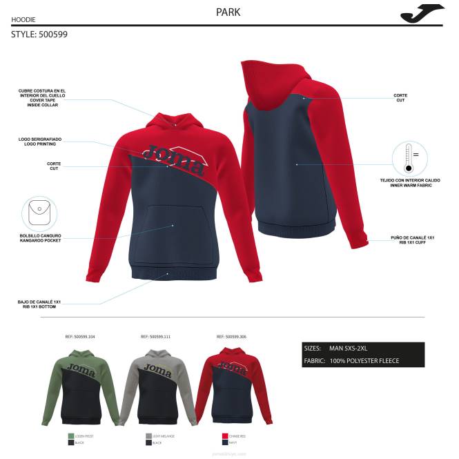 kapüşonlu kazak parkı Joma siyah haki erkekler 0RJD4126