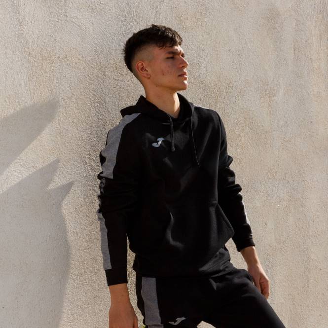 kapüşonlu kazak sokak Joma siyah melanj gri erkekler 0RJD3323